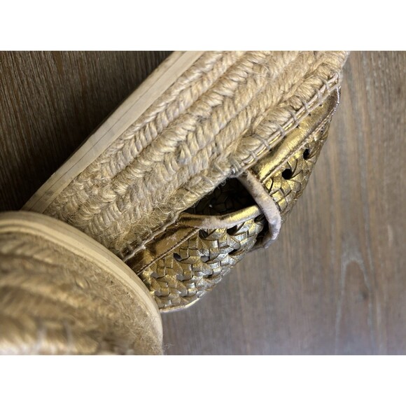 Stella McCartney Gold Wicker Crisscross Platform Espadrille Sandals EU 38 - Picture 6 of 10